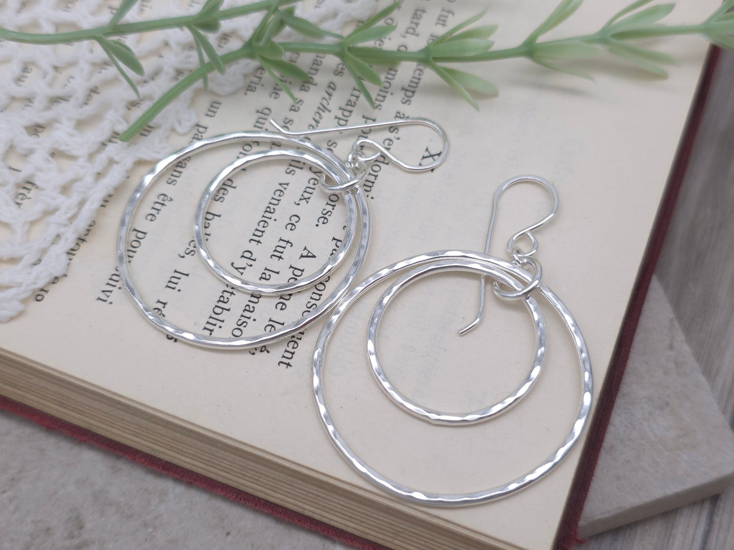 Sterling Large Double Circle Hoop Earrings