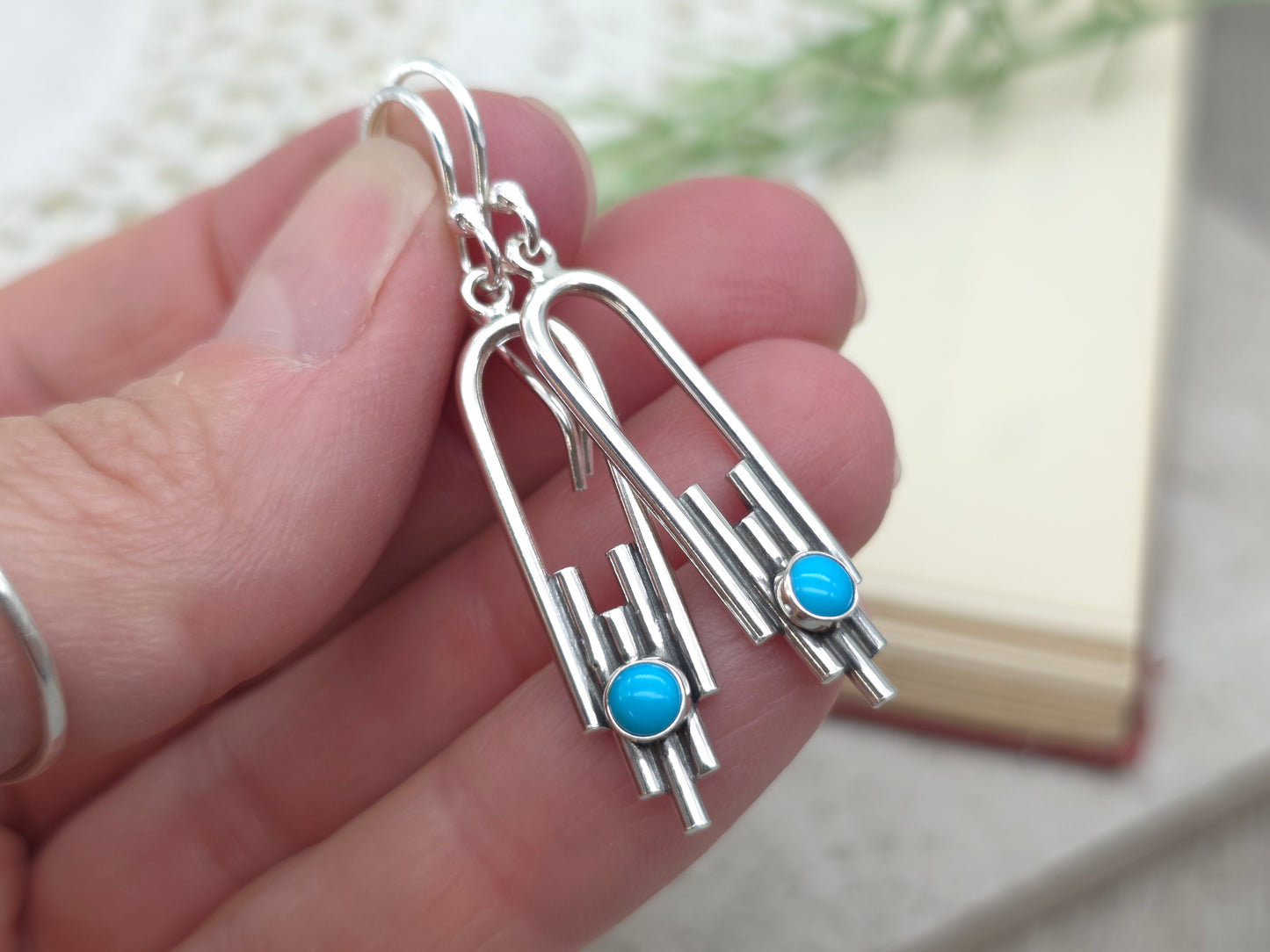 Sterling Silver & Bluebird Turquoise Sansa Earrings