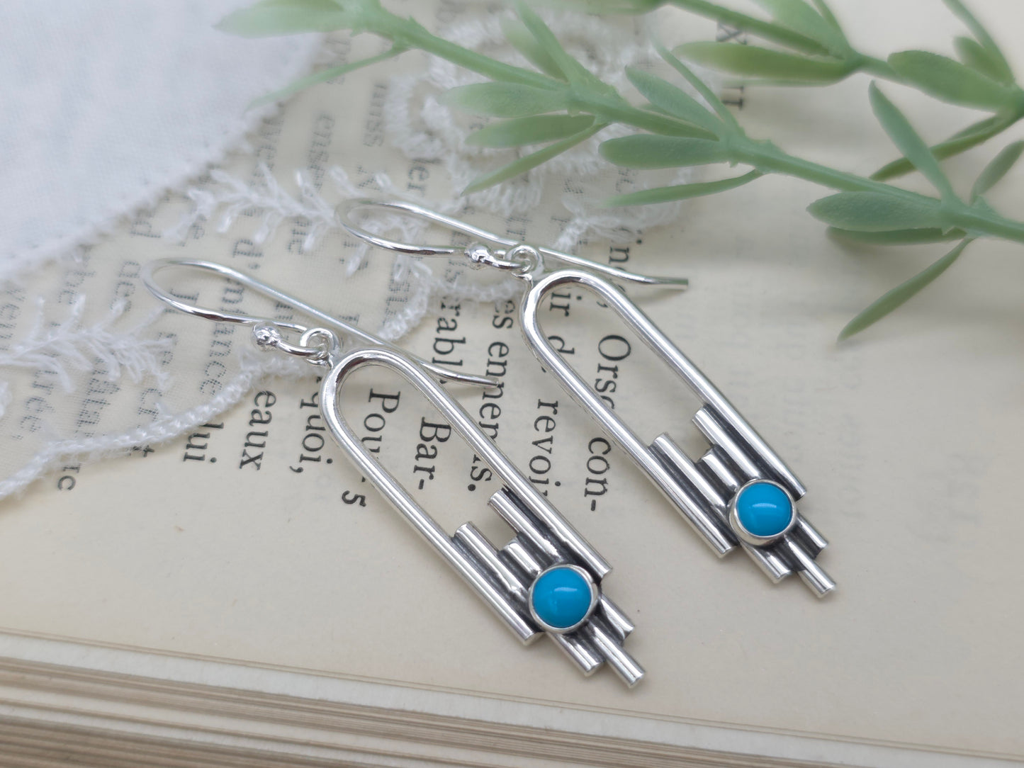 Sterling Silver & Bluebird Turquoise Sansa Earrings