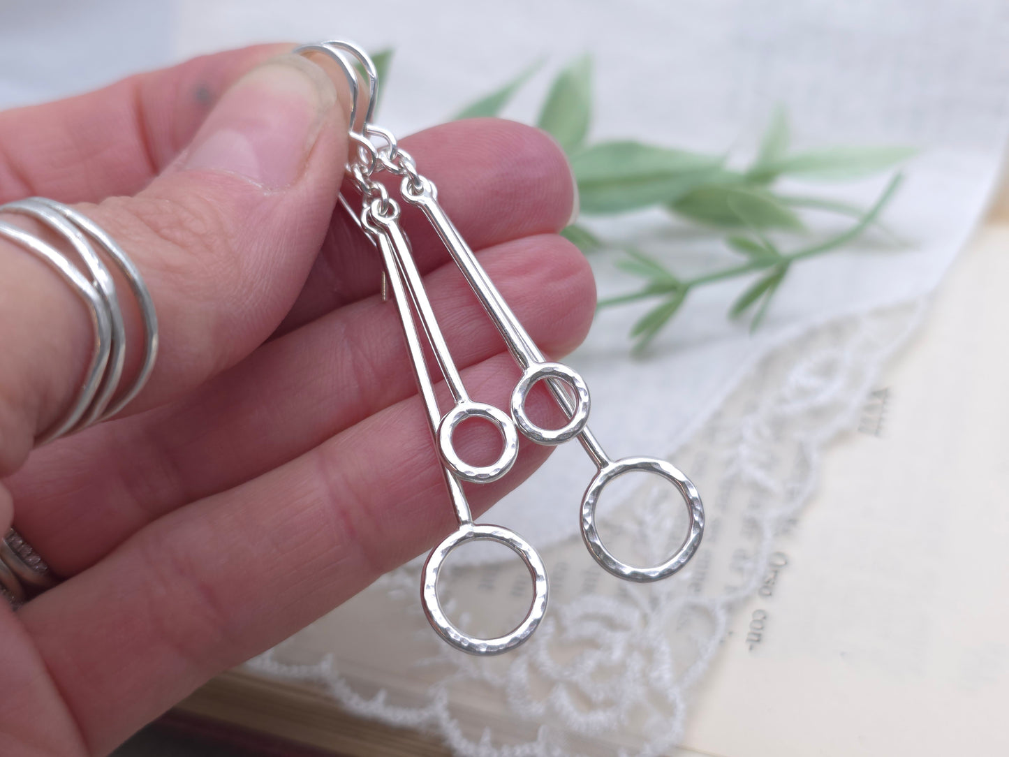 Sterling Silver Circle Bar Earrings