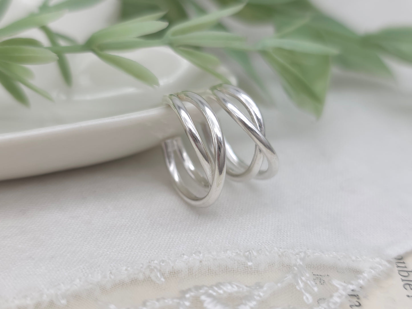 Sterling Silver 1/2" Crossover Double Hoops