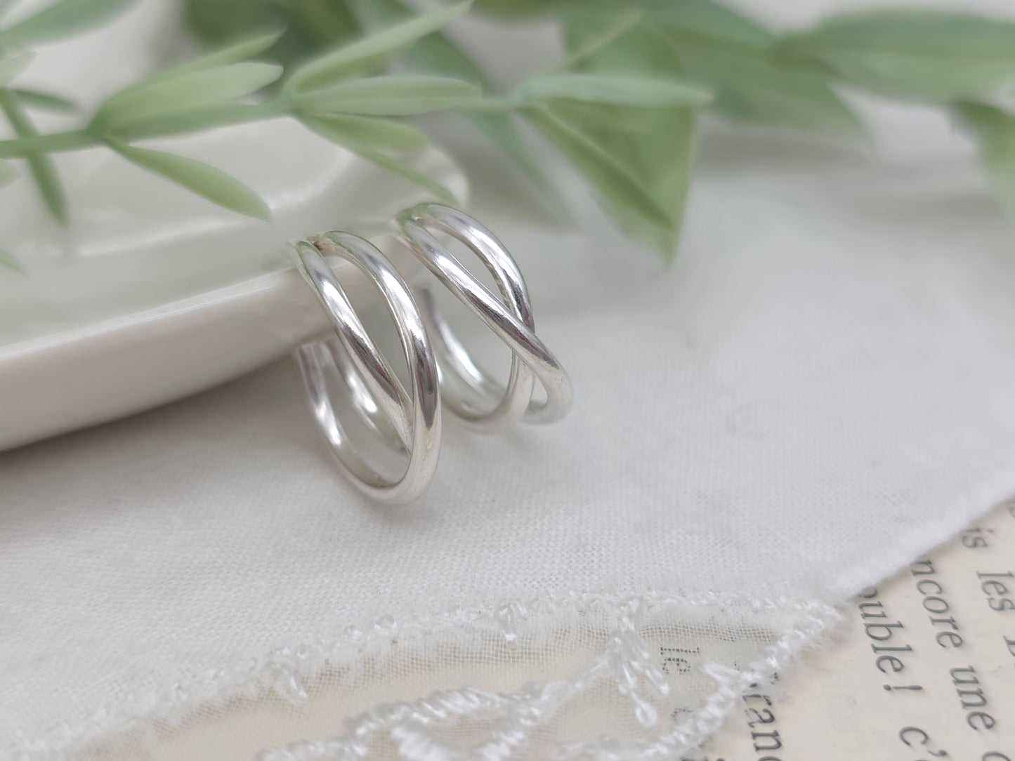 Sterling Silver 1/2" Crossover Double Hoops