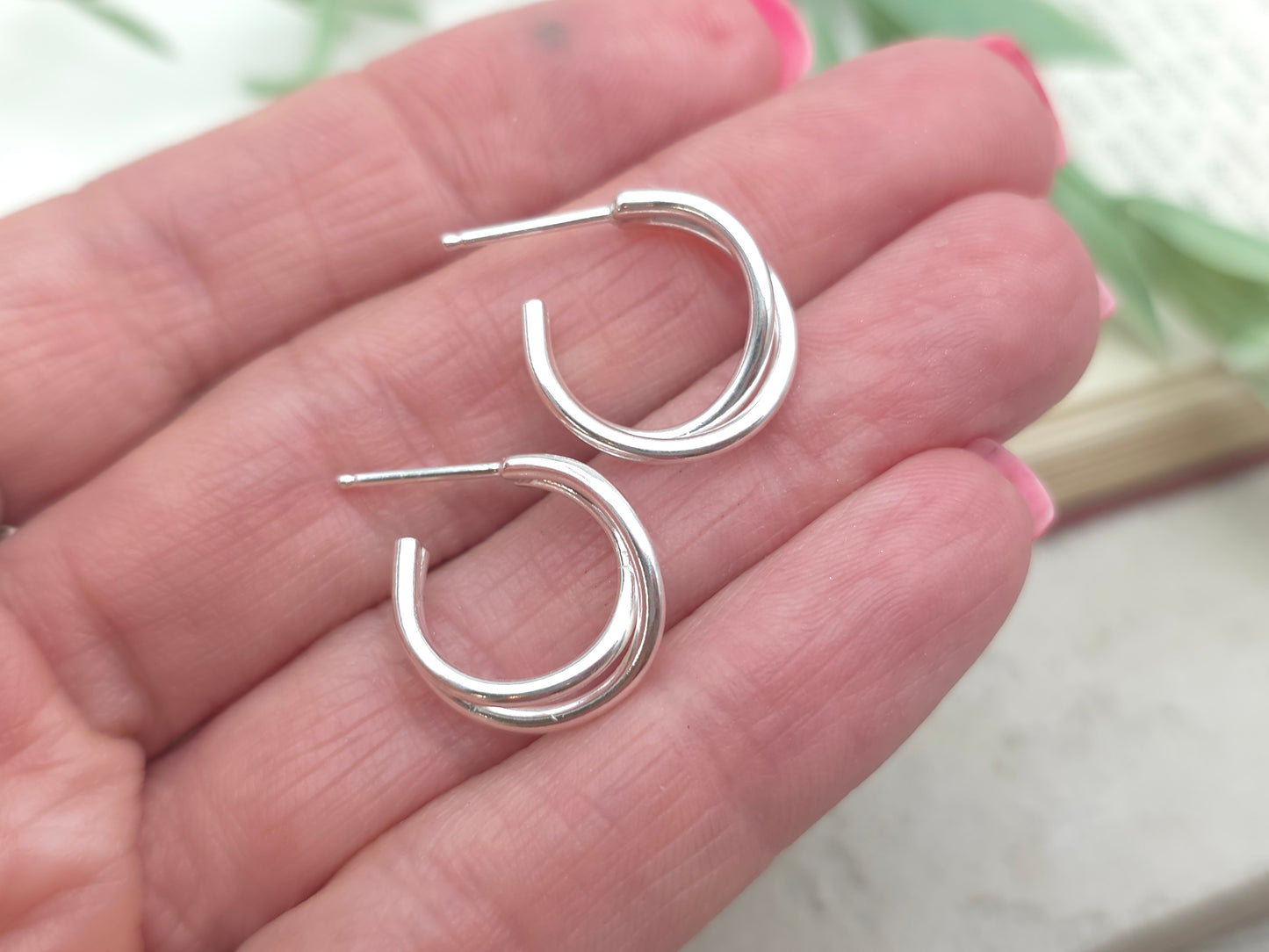 Sterling Silver 1/2" Crossover Double Hoops