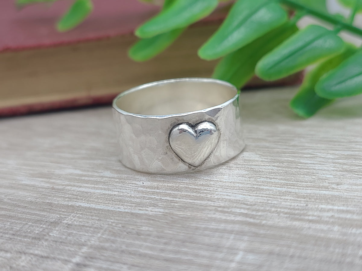 Sterling Wide Band Heart Ring – Crystal Lea Jewelry