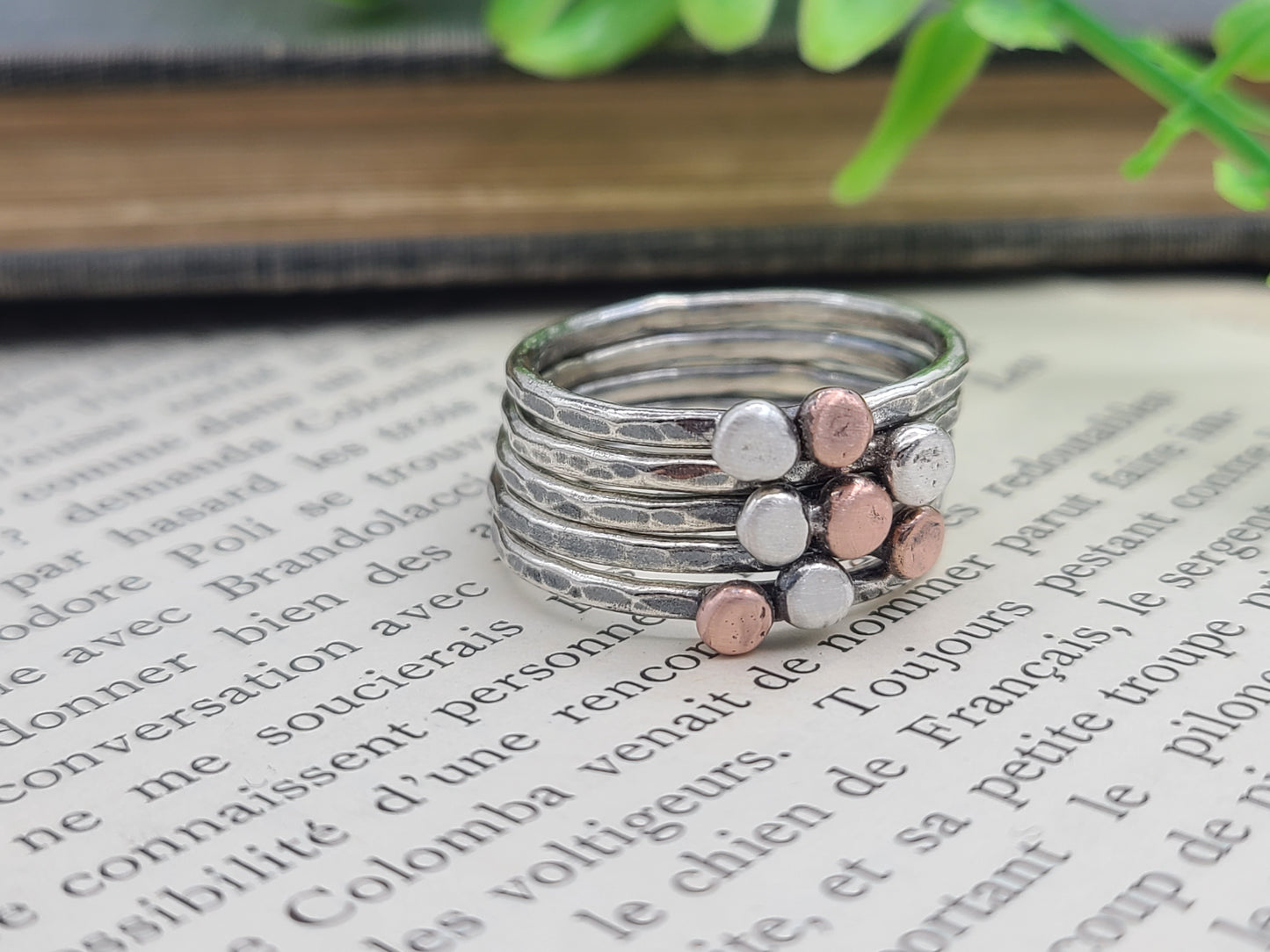 Sterling Silver and Copper Stacker Ring Set / Set of 3 or Set of 5