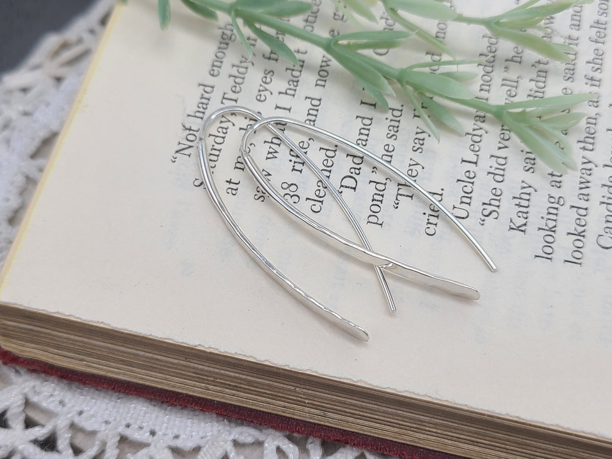 Sterling Silver Hammered Threader Earrings Crystal Lea Jewelry