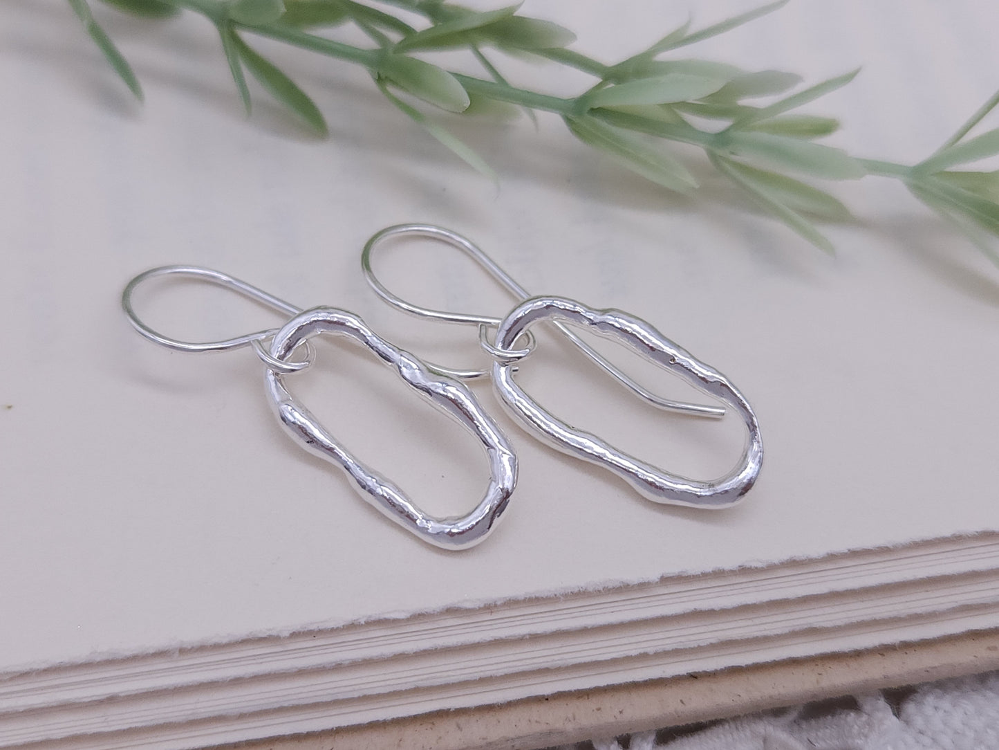 Sterling Silver Molten Paperclip Link Earrings
