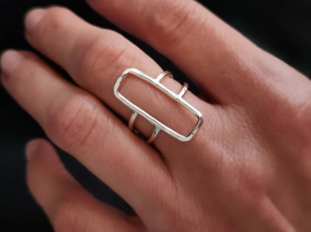 Sterling Silver Rectangle Ring/ Geometric / Minimalist / Square