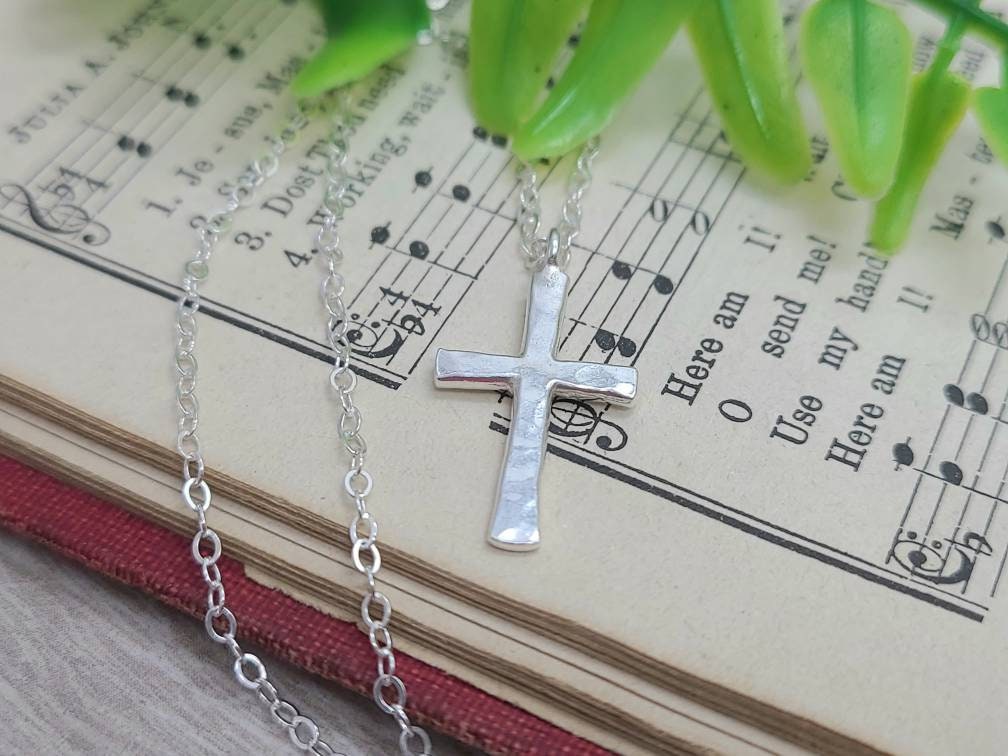 Sterling Silver Small Cross Necklace / Dainty / Faith Necklace / Inspirational Jewelry