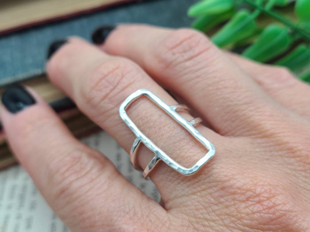 Sterling Silver Rectangle Ring/ Geometric / Minimalist / Square