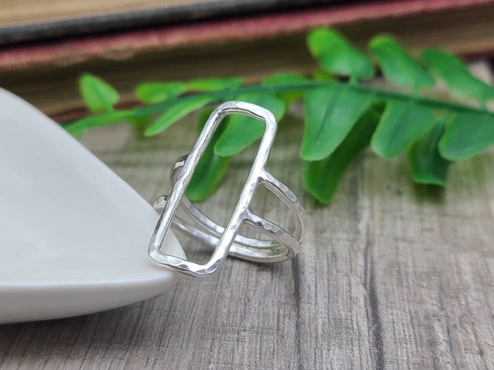 Sterling Silver Rectangle Ring/ Geometric / Minimalist / Square