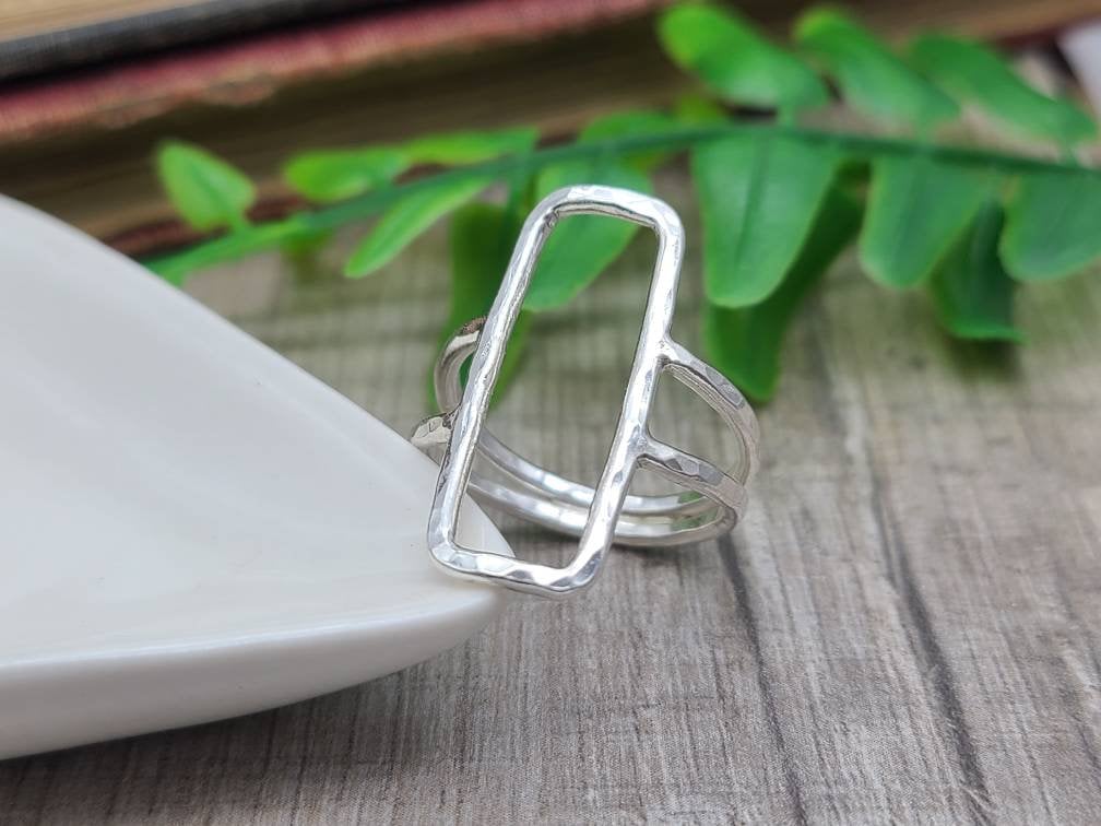 Sterling Silver Rectangle Ring/ Geometric / Minimalist / Square