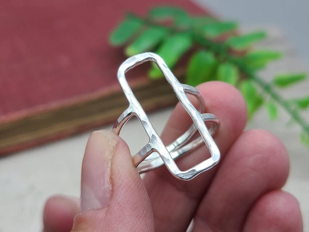 Sterling Silver Rectangle Ring/ Geometric / Minimalist / Square