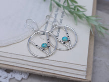 Load image into Gallery viewer, Sterling Silver &amp; Turquoise Chevron Hoop Earrings
