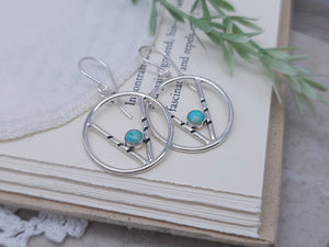 Sterling Silver & Turquoise Chevron Hoop Earrings