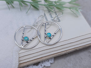 Sterling Silver & Turquoise Chevron Hoop Earrings