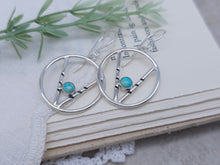 Load image into Gallery viewer, Sterling Silver &amp; Turquoise Chevron Hoop Earrings
