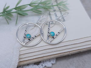 Sterling Silver & Turquoise Chevron Hoop Earrings