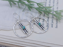 Load image into Gallery viewer, Turquoise &amp; Sterling Bar Hoop Earrings
