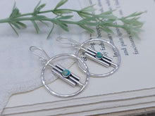 Load image into Gallery viewer, Turquoise &amp; Sterling Bar Hoop Earrings
