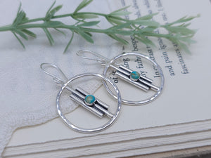 Turquoise & Sterling Bar Hoop Earrings