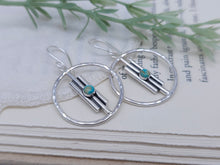 Load image into Gallery viewer, Turquoise &amp; Sterling Bar Hoop Earrings
