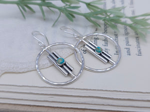 Turquoise & Sterling Bar Hoop Earrings