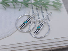 Load image into Gallery viewer, Turquoise &amp; Sterling Bar Hoop Earrings

