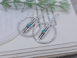 Turquoise & Sterling Bar Hoop Earrings