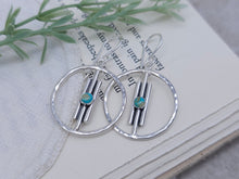 Load image into Gallery viewer, Turquoise &amp; Sterling Bar Hoop Earrings
