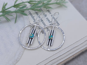 Turquoise & Sterling Bar Hoop Earrings
