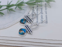 Load image into Gallery viewer, Sterling Silver &amp; Cushion Cut Turquoise Earrings
