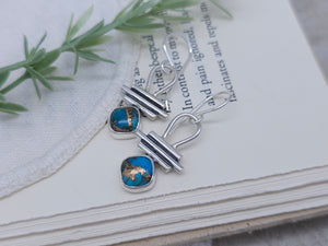 Sterling Silver & Cushion Cut Turquoise Earrings
