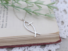 Load image into Gallery viewer, Sterling Silver Ichthus Cross Necklace / Faith Necklace
