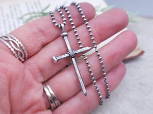 Men's Sterling Rustic Nail Cross Necklace