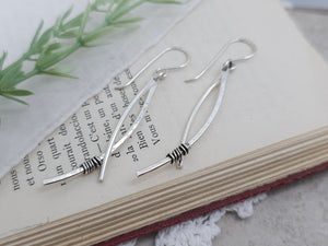 Sterling Silver Curved Double Bar Earrings