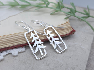 Sterling Silver Whimsical Pine Tree Earrings