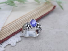 Load image into Gallery viewer, Sterling Silver &amp; Tanzanite Luna Fire Ring Size 6
