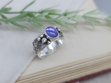 Load image into Gallery viewer, Sterling Silver &amp; Tanzanite Luna Fire Ring Size 6

