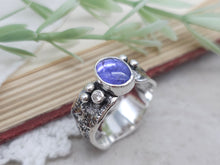 Load image into Gallery viewer, Sterling Silver &amp; Tanzanite Luna Fire Ring Size 6

