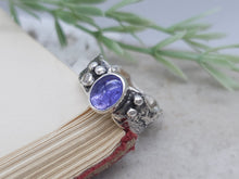 Load image into Gallery viewer, Sterling Silver &amp; Tanzanite Luna Fire Ring Size 6
