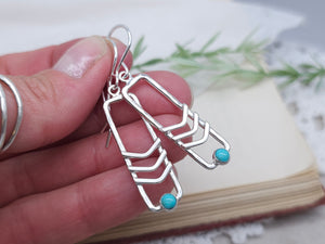 Sterling Silver Rectangle Kingman Turquoise Earrings