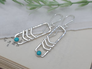 Sterling Silver Rectangle Kingman Turquoise Earrings