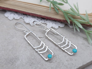 Sterling Silver Rectangle Kingman Turquoise Earrings