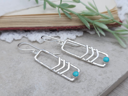 Sterling Silver Rectangle Kingman Turquoise Earrings