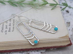 Sterling Silver Rectangle Kingman Turquoise Earrings