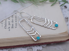 Load image into Gallery viewer, Sterling Silver Rectangle Kingman Turquoise Earrings
