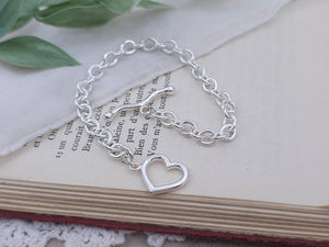 Sterling Silver Heart Toggle Bracelet