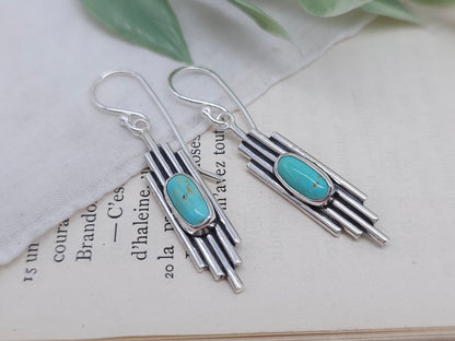 Sterling Silver & Kingman Turquoise Bar Earrings