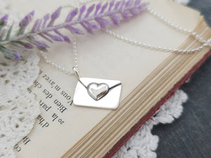 Sterling Silver Heart Envelope "Love Letter" Necklace